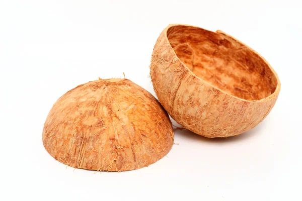 Casca de coco isolado no fundo branco — Fotografia de Stock