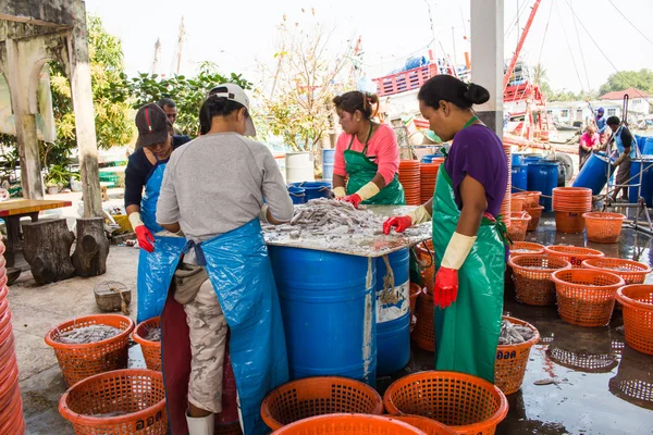 Tailandia - 21 de enero: mercado de pescado en el pueblo pesquero, Nakhon Si —  Fotos de Stock