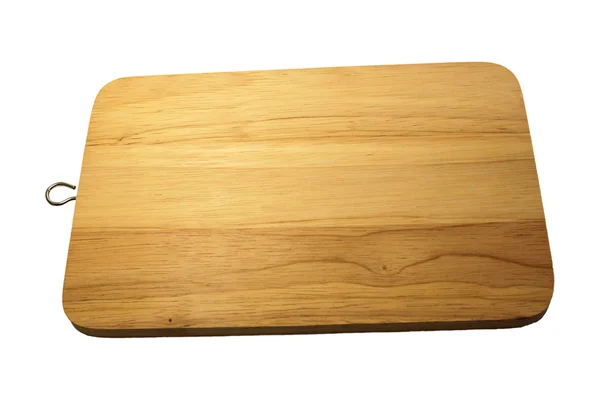 Planche à découper en bois isolé sur fond blanc — Photo
