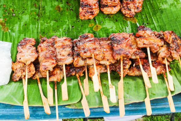 Grilled pork and sticky rice in thailand — Stock Photo, Image