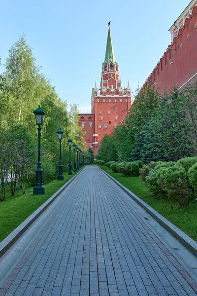 Moscow Alexander Garden View Tower Red Wall Moscow Kremlin — Stock Photo, Image