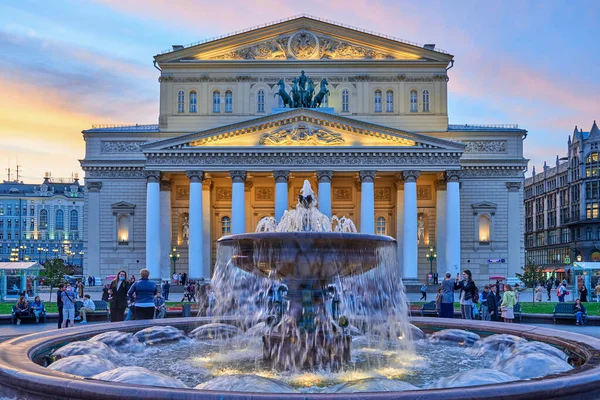 Moskau Mai 2021 Abendliche Stadtlandschaft Außenansicht Des Bolschoi Theaters Blick — Stockfoto