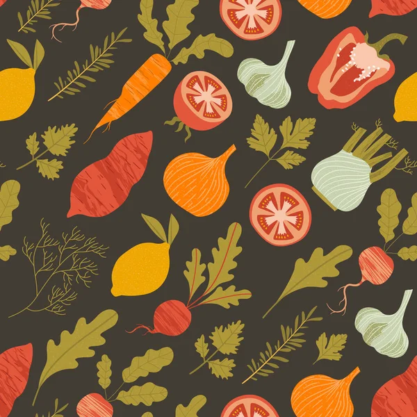 Nahtloses Muster Mit Gemüse Gesunde Ernährung lizenzfreie Stockvektoren
