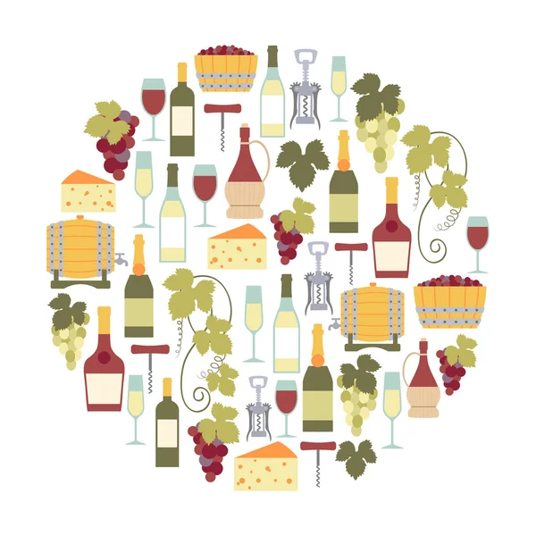 şarap simgeleri ile yuvarlak tasarım öğesi