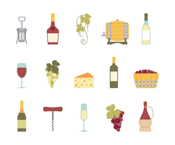 Conjunto de iconos de vino — Vector de stock