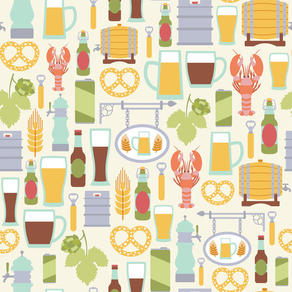 Seamless pattern with beer icons