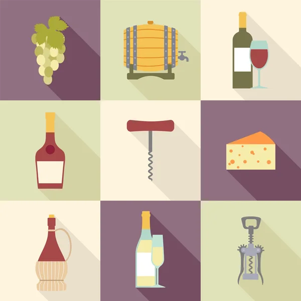 Iconos de vino — Vector de stock