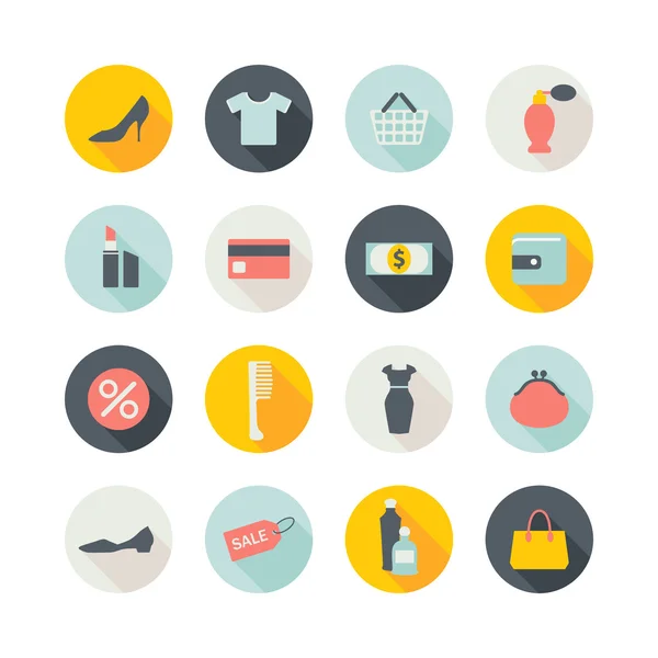 Shopping icons with shadows — Stock Vector