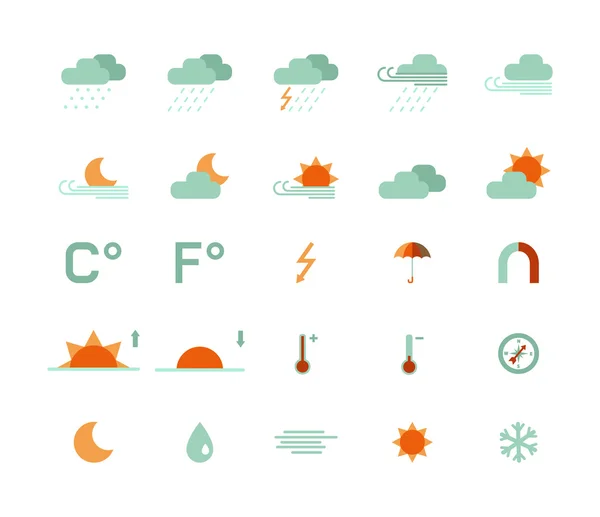 Conjunto de ícones de clima plano — Vetor de Stock