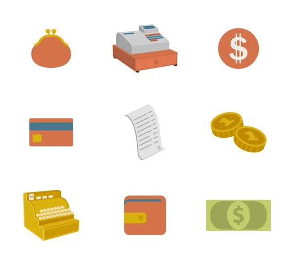 Conjunto de ícones de dinheiro coloridos —  Vetores de Stock