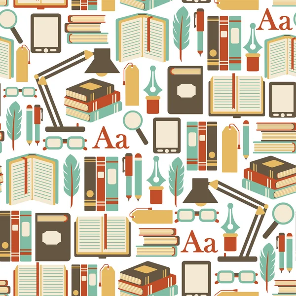 Seamless pattern with books icons — Stock Vector