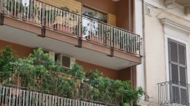 İtalya 'da Bari' de yeşil bitkilerle modern balkonlar