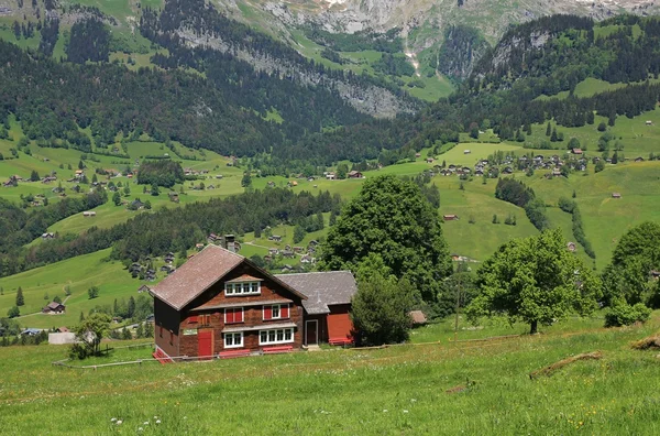 Eski ahşap ev Toggenburg Vadisi — Stok fotoğraf