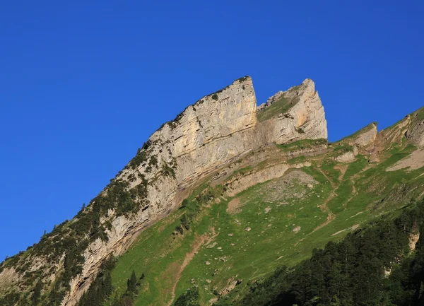 层状的岩体在 Alpstein 范围内 — 图库照片