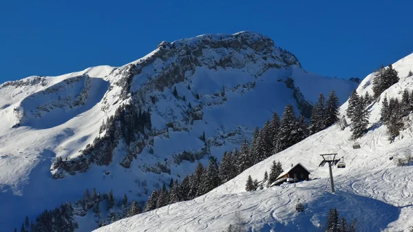 Scena invernale a Stoos, ski area — Foto Stock