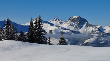 Gstaad'da kışlık manzara