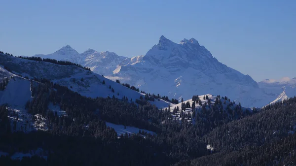 Dents Midi Cordilheira Alta Nos Alpes Suíços — Fotografia de Stock