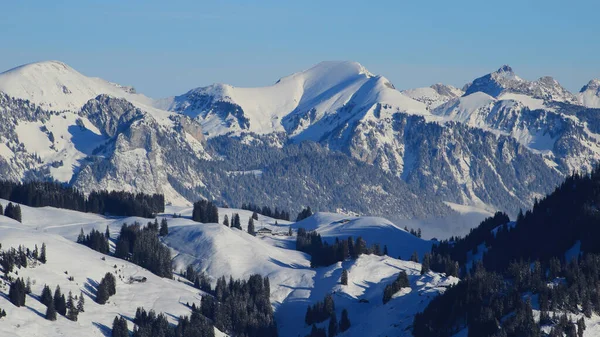 Paisagem Inverno Vista Horneggli Suíça — Fotografia de Stock