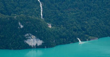 Famous travel destination Giessbach Falls, Bernese Oberland.