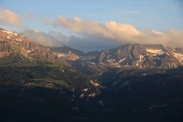 Axalp Och Mount Gassenhorn Vid Solnedgången — Stockfoto