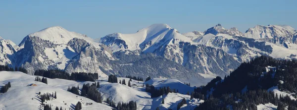 Paisagem Invernal Vista Horneggli Suíça — Fotografia de Stock
