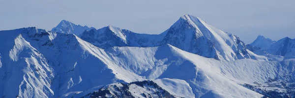 Picos Montaña Cubiertos Nieve Vistos Desde Zona Esquí Horneggli —  Fotos de Stock