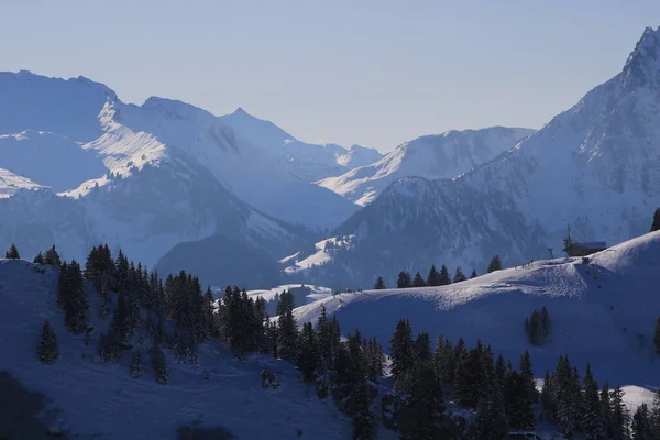 Fantastisk Utsikt Från Saanersloch Skidområde Schweiz — Stockfoto