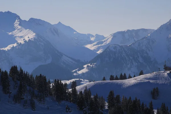 Fantastisk Utsikt Från Saanersloch Skidområde Schweiz — Stockfoto