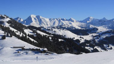 Kışın Bernese Oberland 'in sıradağları. Horeflue 'dan Görünüm.