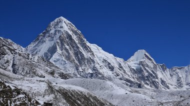 Pumo Ri and Lingtren, high mountains in the Everest Region clipart