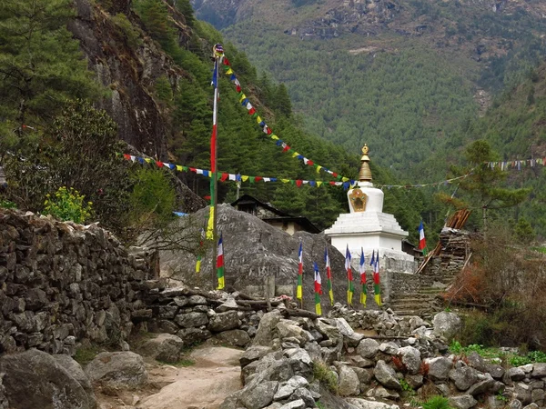 Stupa and prayer flags — Stock Photo, Image