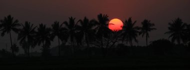 Basapur, Hindistan 'da gün batımı sahnesi.