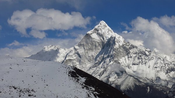 Ama Dablam and clouds, view from Dzongla