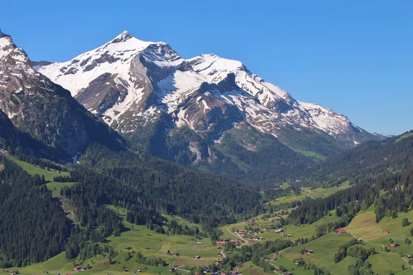 Neve tampada Mt Oldenhorn, cena de primavera nos Alpes Suíços — Fotografia de Stock