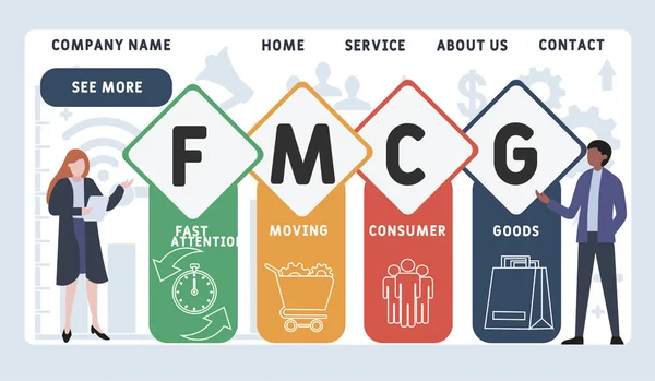 Plantilla Diseño Web Vectorial Fmcg Acrónimo Bienes Consumo Movimiento Rápido — Archivo Imágenes Vectoriales