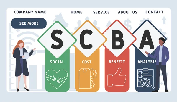 Plantilla Diseño Web Vectorial Scba Acrónimo Social Cost Benefit Analysis — Vector de stock