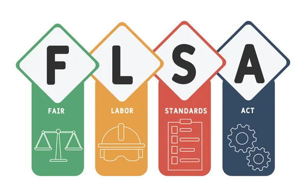 Flsa Padrões Trabalho Justos Agir Sigla Fundo Conceito Negócios Conceito —  Vetores de Stock