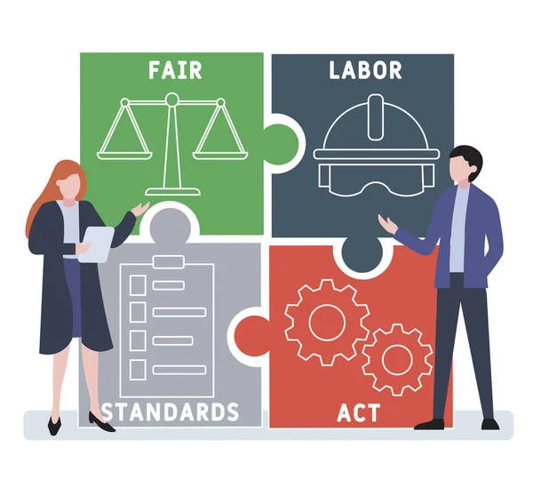 Flat Design People Flsa Fair Labor Standards Act Acronym Business — Stock Vector