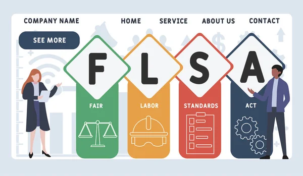 Modelo Design Site Vetorial Flsa Normas Trabalho Justo Agir Acrônimo — Vetor de Stock