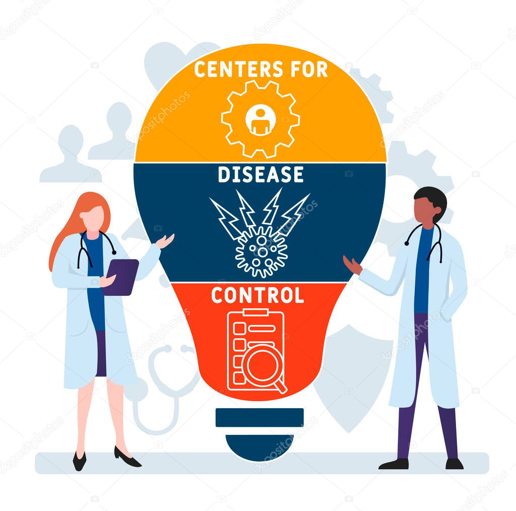 Flat design with people. CDC - Centers for Disease Control acronym. business concept background. Vector illustration for website banner, marketing materials, business presentation, online advertising