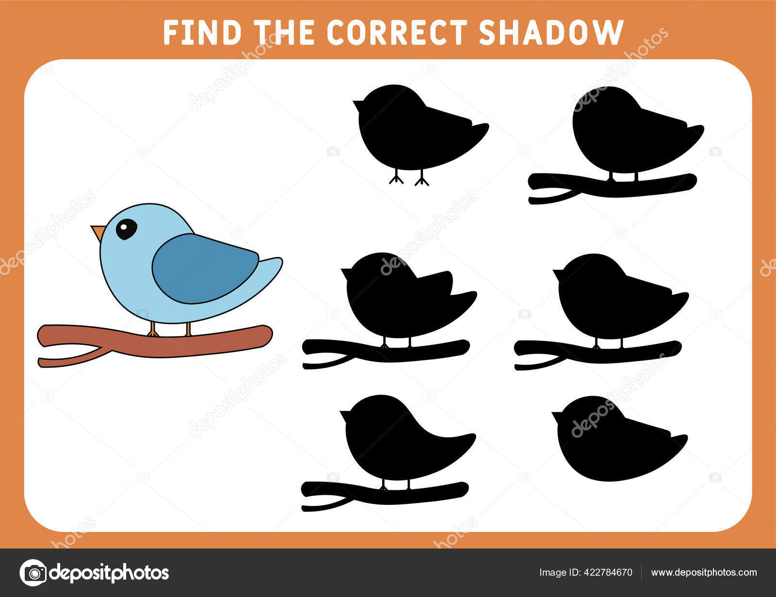 Find Correct Shadow Education Game Children Funny Little Bird Preschool  Stock Vector Image by ©lnc@ #422784670