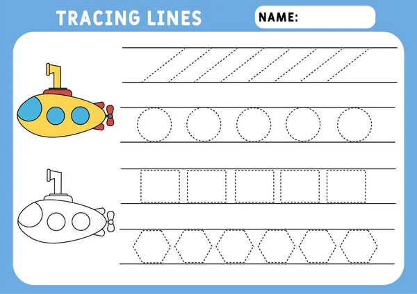 Tracing Dashed Lines Tracing Worksheet Preschool Stock Illustration  1719332854
