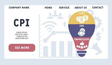 Vektör web sitesi tasarım şablonu. CPI - Tüketici Fiyat Endeksi kısaltması, iş kavramı. Web sitesi afişi, pazarlama malzemeleri, iş sunumu, çevrimiçi reklamcılık için illüstrasyon.