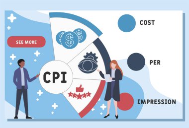 Vektör web sitesi tasarım şablonu. CPI - Tüketici Fiyat Endeksi kısaltması, iş kavramı. Web sitesi afişi, pazarlama malzemeleri, iş sunumu, çevrimiçi reklamcılık için illüstrasyon.