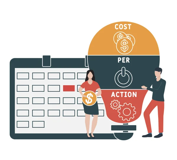 Diseño Plano Con Gente Cpa Costo Por Acrónimo Acción Fondo — Archivo Imágenes Vectoriales