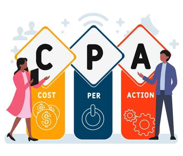 Flat Design People Cpa Cost Action Acronym Business Concept Background — Stock Vector
