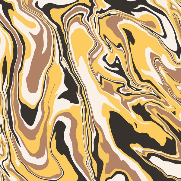 流畅的艺术质感具有旋涡涂料效果的文摘背景 流动和飞溅的液体丙烯酸图片 内部海报的混合油漆 黄色和棕色都是漫溢的 — 图库矢量图片