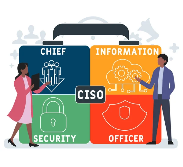Vlak Ontwerp Met Mensen Ciso Chief Information Security Officer Acroniem — Stockvector