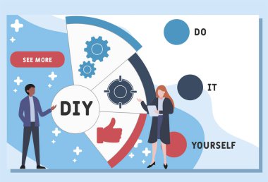Vektör web sitesi tasarım şablonu. - Kısaltmayı kendin yap, iş konsepti. Web sitesi afişi, pazarlama malzemeleri, iş sunumu, çevrimiçi reklamcılık için illüstrasyon.