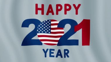 Mutlu yıllar ve mutlu Noeller. Amerika Birleşik Devletleri bayrağı ile 2021 yılbaşı geçmişi. Mektup 